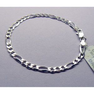 Sterling Silver FIGARO 5mm chain Bracelet NWT